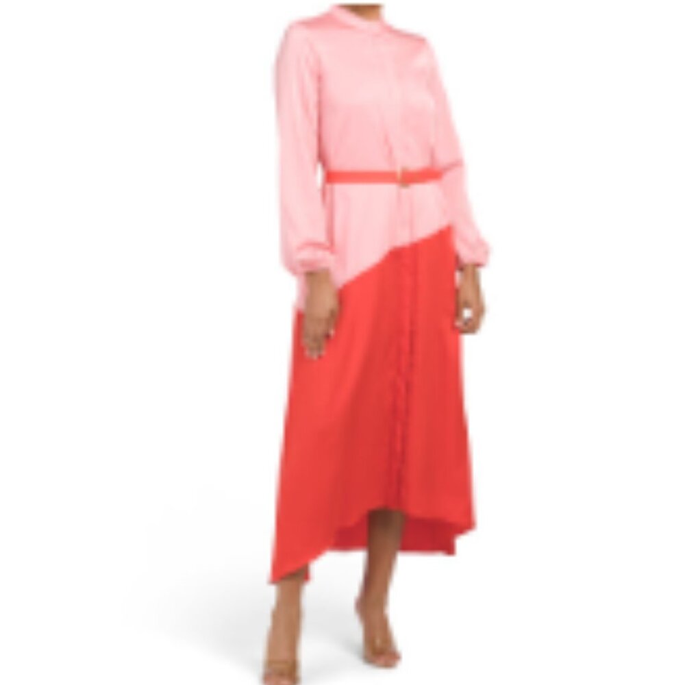 NWOT Donna Karan DONNA Color Block Maxi Shirt Dress Size 0